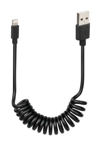 38701 Kabel sprężynowy Usb> Apple 8 Pin - 100 cm - czarny Ostatnie sztuki