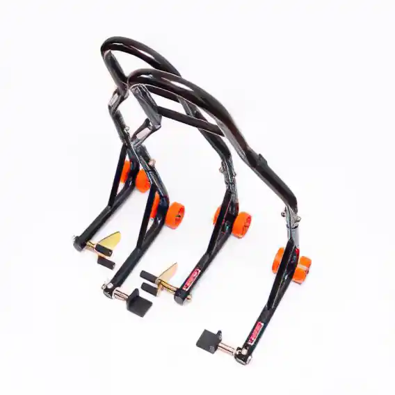 Wyjątkowa oferta BIKETEC PODNOŚNIK STOJAK MOTOCYKLOWY BIKER (PRZÓD/TYŁ) TYP-L POD WAHACZ KOMPLET