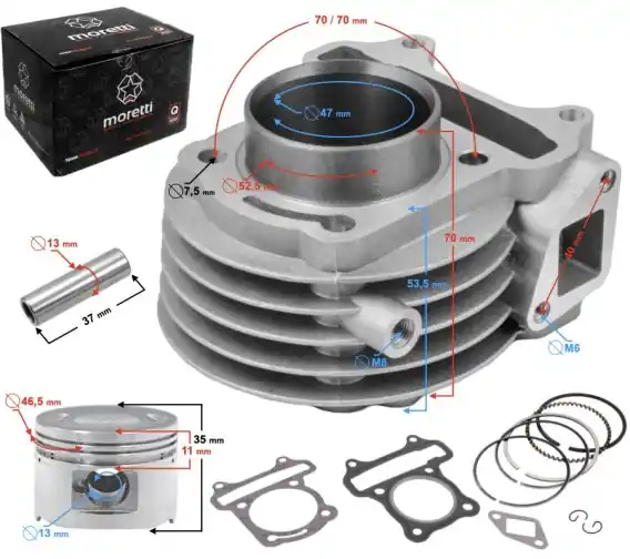 Cylinder do skutera 80cc 139QMB 4T, z wylotem na czujnik temperatury Zamów teraz