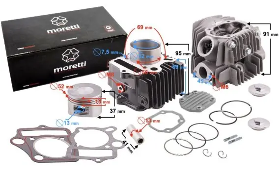Obniżka ceny Cylinder i głowica Moretti do motoroweru 4T 110cc 152FMB