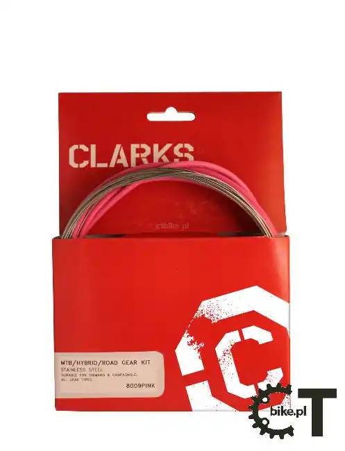 Cena promocyjna CLARK‘S STAINLESS STEEL KIT zestaw linek i pancerzy hamulcowy MTB / szosowy nierdzewny różowy