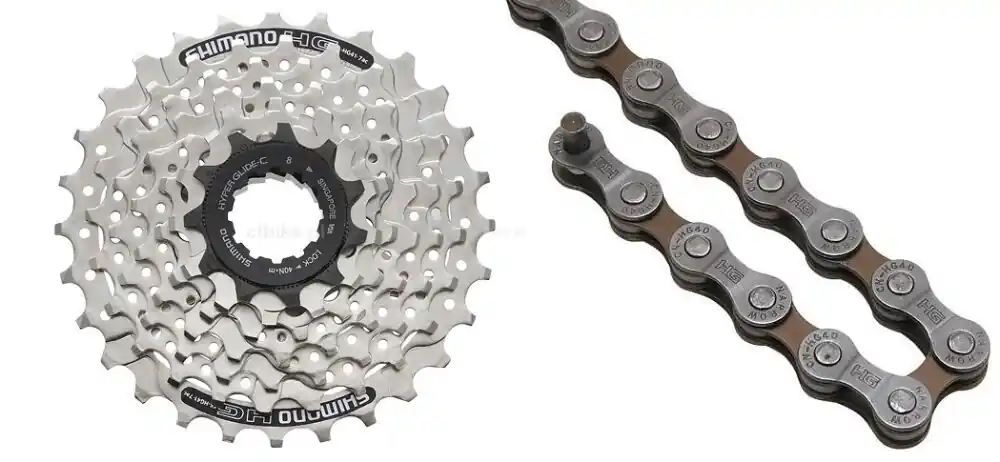 Łatwy zwrot SHIMANO CS HG41 ACERA kaseta rowerowa MTB 11/28 7 rzędowa + łańcuch CN HG40 7 rzędowy