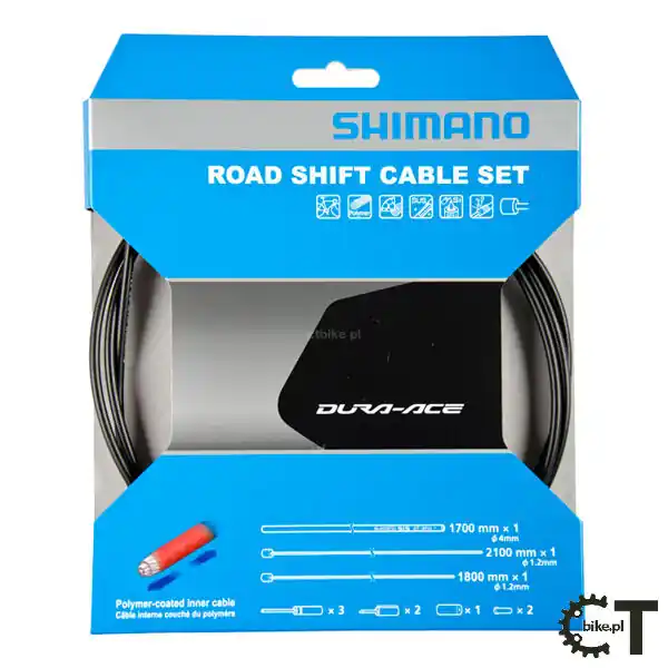 Nowość SHIMANO DURA-ACE BC-9000 zestaw linek i pancerzy przerzutki szosowy czarny