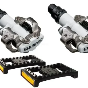 Wysoka jakość SHIMANO PD M520 pedały rowerowe MTB SPD z blokami białe + nakładki SM PD22