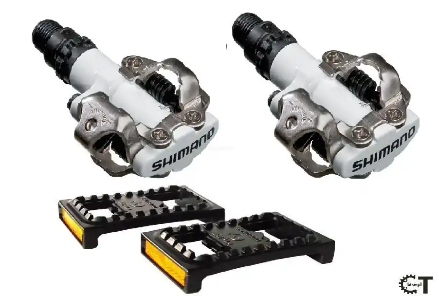 Wysoka jakość SHIMANO PD M520 pedały rowerowe MTB SPD z blokami białe + nakładki SM PD22