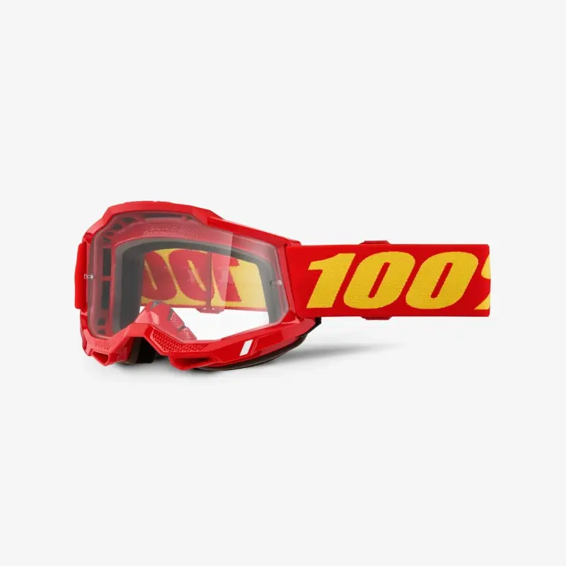 100 PROCENT GOGLE ACCURI 2 YOUTH JUNIOR RED - CLEAR LENS - KOLOR CZERWONY/BIAŁY SZYBA PRZEŹROCZYSTA Nowość