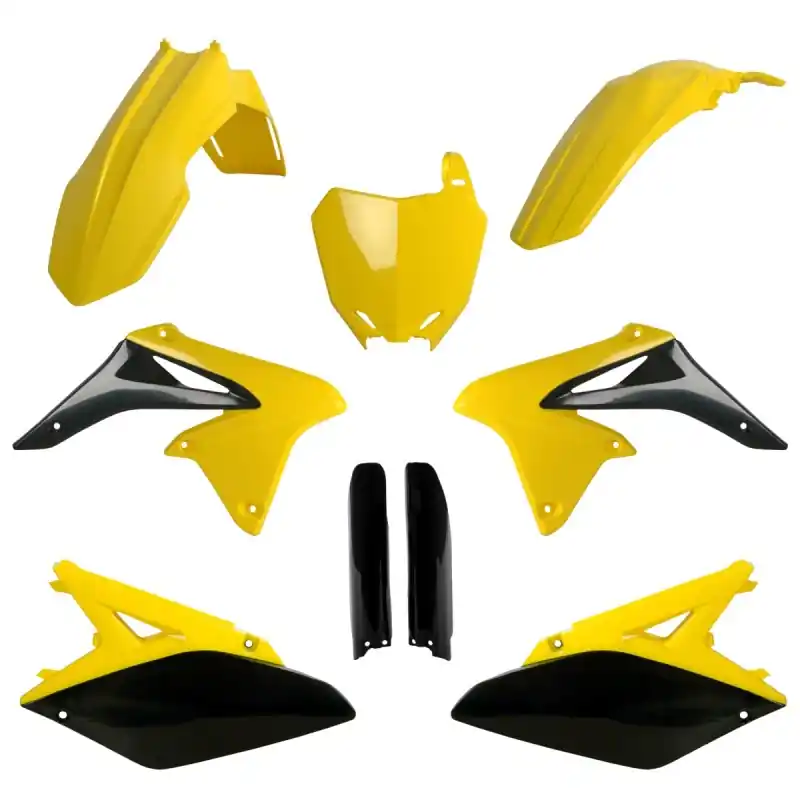 Bestseller POLISPORT KOMPLET PLASTIKÓW (FULL KIT) SUZUKI RMZ 250 ‘10-‘18 W ZESTAWIE TABLICA PRZEDNIA (8659300001) I OSŁONY AMORTYZARORÓW (8398300002) KOLOR ŻÓŁTY CZARNY