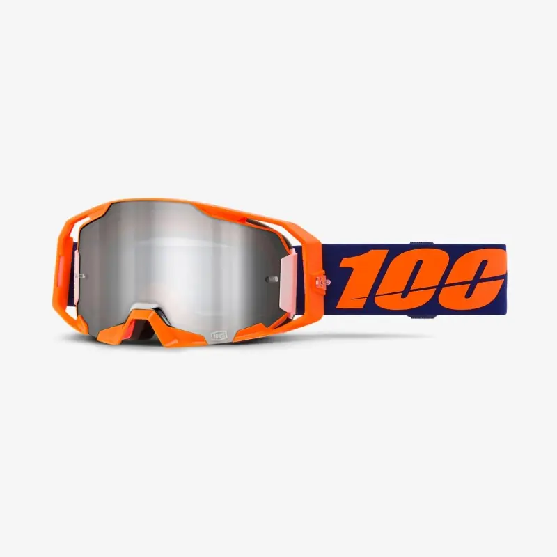 100 PROCENT GOGLE ARMATIC NEON ORANGE - MIRROR SILVER FLASH LENS - KOLOR POMARAŃCZOWY/FIOLETOWY SZYBA SREBRNE LUSTRO Hit cenowy
