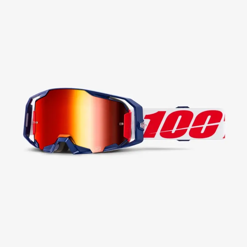 100 PROCENT GOGLE ARMATIC MACH Z - MIRROR RED LENS - KOLOR NIEBIESKI/CZERWONY/BIAŁY SZYBA CZERWONE LUSTRO Łatwy zwrot