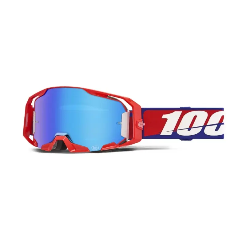 100 PROCENT GOGLE ARMATIC BEST - MIRROR BLUE LENS - KOLOR CZERWONY/NIEBIESKI/BIAŁY SZYBA NIEBIESKIE LUSTRO Szybka wysyłka