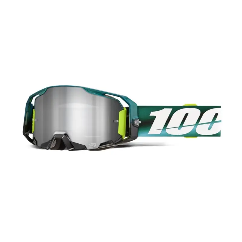 100 PROCENT GOGLE ARMATIC POLARITY - MIRROR SILVER LENS - KOLOR ZIELONY/BIAŁY SZYBA PSREBRNE LUSTRO Hit sprzedaży