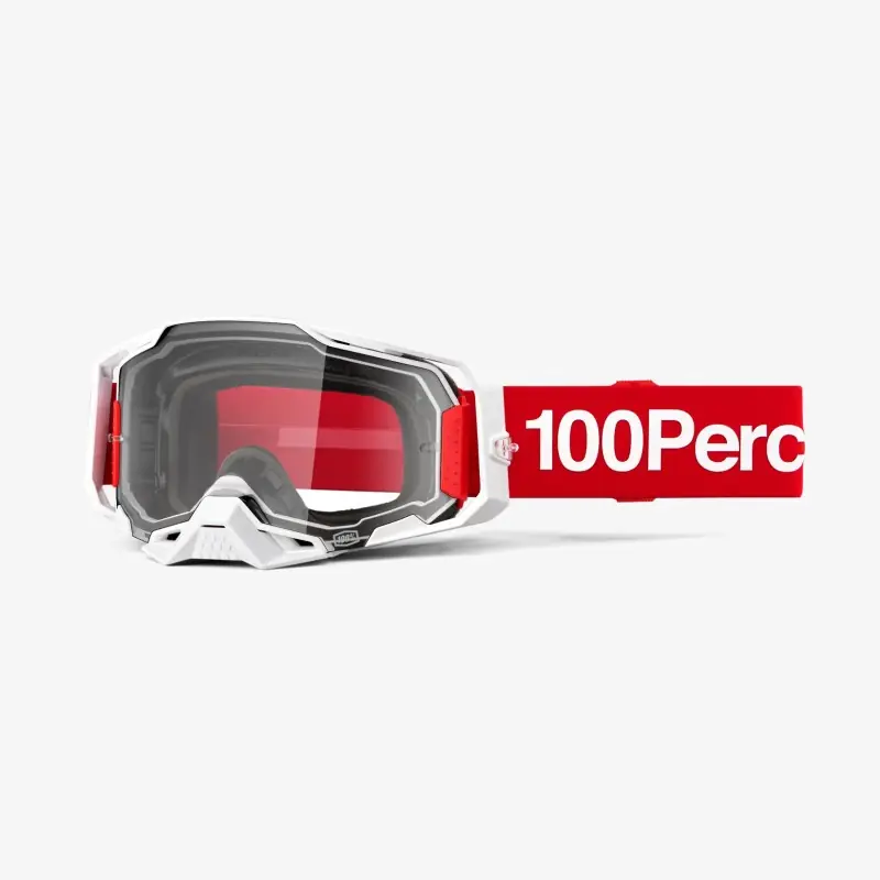 100 PROCENT GOGLE ARMEGA CORBIN - CLEAR LENS - KOLOR CZERWONY/BIAŁY SZYBKA PRZEŹROCZYSTA Wyprzedaż