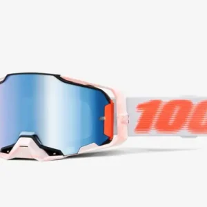 100 PROCENT GOGLE ARMEGA TUBULAR - MIRROR BLUE LENS - KOLOR BIAŁY/POMARAŃCZOWY SZYBKA NIEBIESKIE LUSTRO Tani