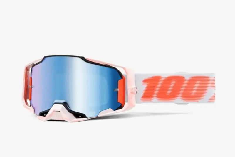 100 PROCENT GOGLE ARMEGA TUBULAR - MIRROR BLUE LENS - KOLOR BIAŁY/POMARAŃCZOWY SZYBKA NIEBIESKIE LUSTRO Tani
