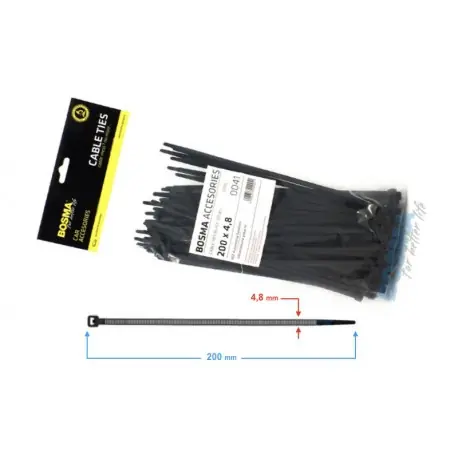 Dostępne od ręki Opaska Zaciskowa Bosma 4,8*200 Mm Black (100 Pcs)