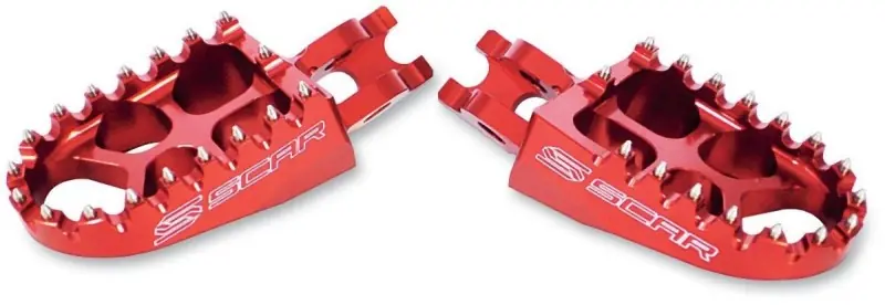 SCAR RACING PODNÓŻKI PEGI ALUMINIOWE KAWASAKI KXF ‘06-‘17, KXF 450 ‘07-‘17, CRF 250 ‘02-‘17 KOLOR CZERWONY Nowość